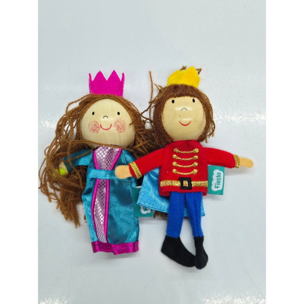 Fiesta Prince & Princess Finger Puppets Set Royal Storytime Play Plush Dolls